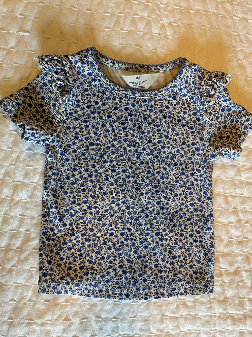 H&M Toddler Girl Floral Ruffle Sleeve Tee 3/4T